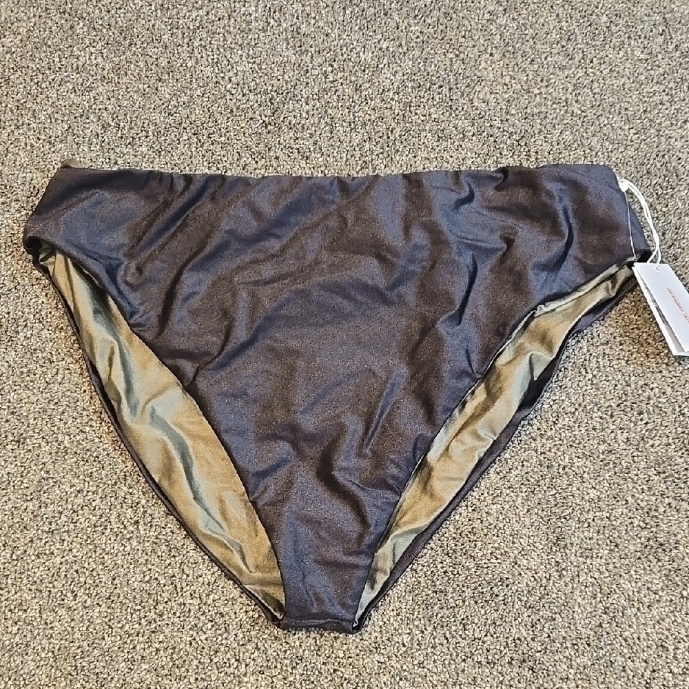 NWT Good American Women Elegant Black Swim Bottoms Sz 7/4XL Reversible